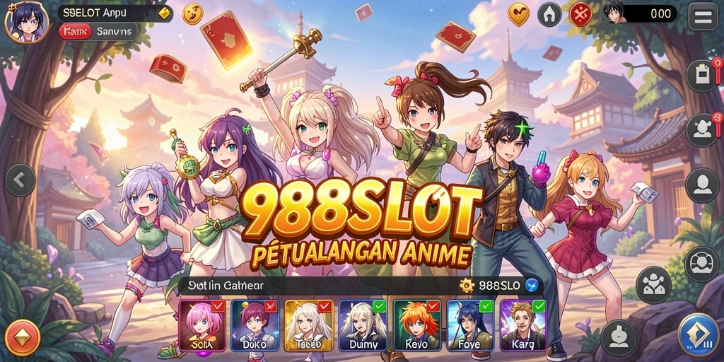 Tampilan gameplay seru 988SLOT dengan karakter Anime ikonik.