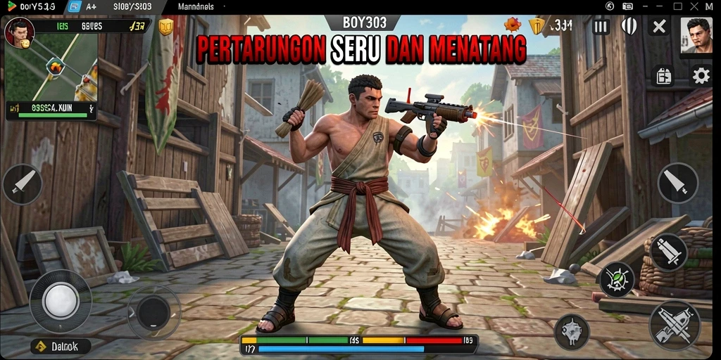 Gameplay BOY303 yang seru dengan pertarungan dinamis.
