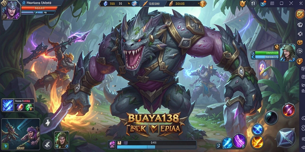 Tangkapan layar gameplay BUAYA138 yang menampilkan pertempuran seru di arena MOBA.