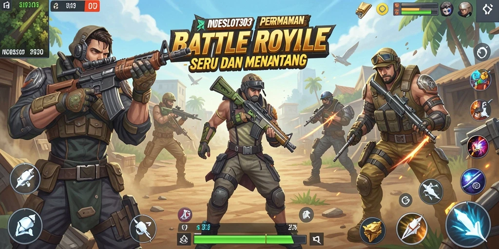 Gameplay seru di INDESLOT303 saat pertempuran Battle Royale.