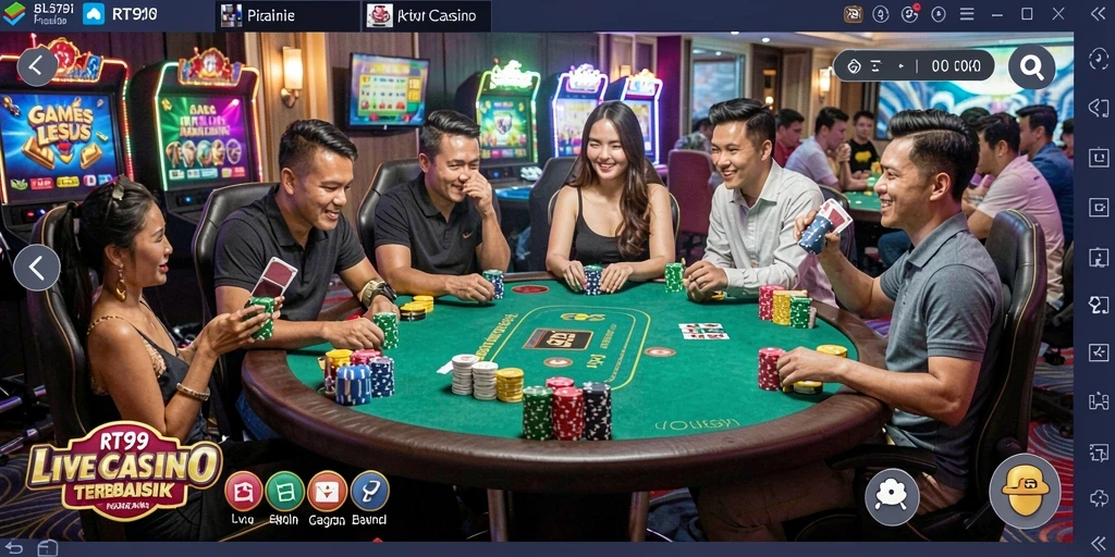 Tampilan gameplay Live Casino yang menarik dan interaktif di RT99.