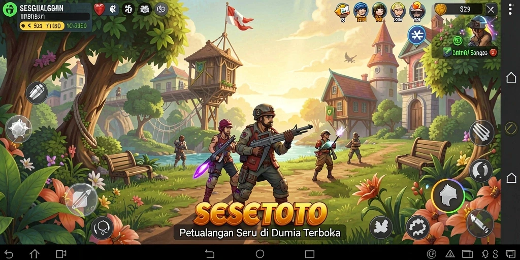 Tampilan utama gameplay SESETOTO yang menawan dalam dunia terbuka.