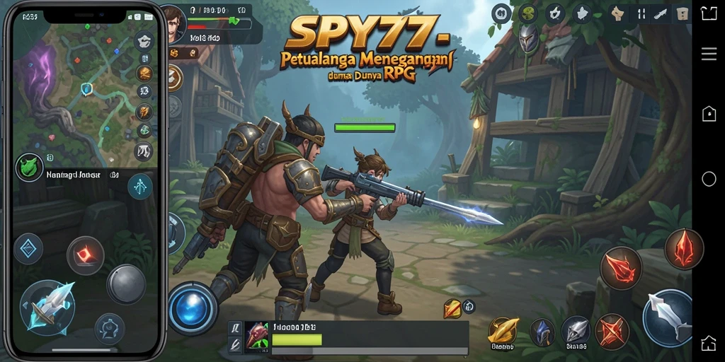 Screenshot gameplay SPY77 menampilkan pertempuran RPG yang mendebarkan.